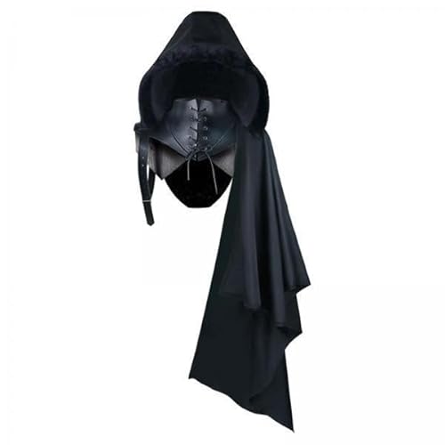 F Fityle 2X Schwarzer Cape Umhang Cosplay Uniform Kostüm Einzelschulter Männer Frauen Gothic mit Schnallenriemen Retro Cape Garment von F Fityle