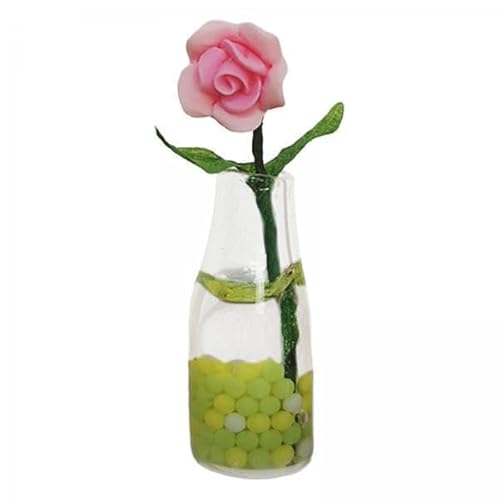 F Fityle 2X Tiny Houses Blume Und Vase, Miniaturblume mit Glasvase, Mikrolandschaftsblume für 1:6 1:12 Küchengartendekoration von F Fityle