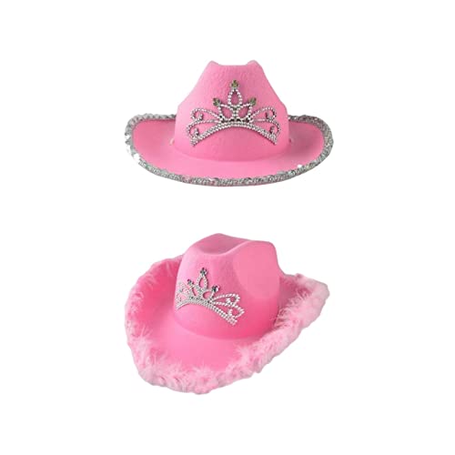 F Fityle 2x Cowboyhut mit Tiara Wild West Hut für Frauen Damen Kostüm von F Fityle