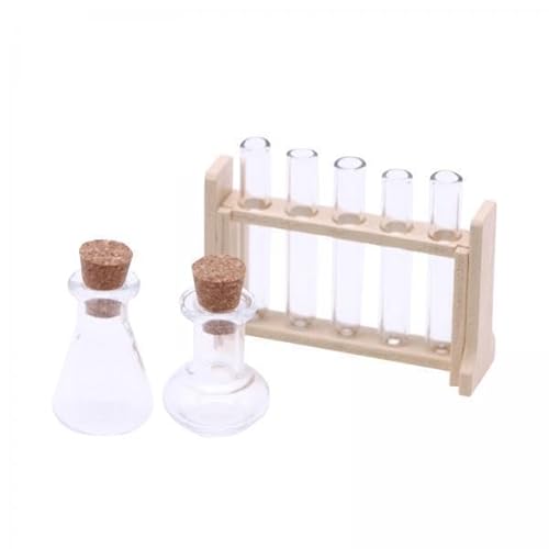 F Fityle 2x1:12 Skala Miniatur Test Röhrchen Wissenschaft Labor Puppenhaus Experimente mit Holz Regal Puppenhaus Reagenzglas Set Zubehör Ornament von F Fityle