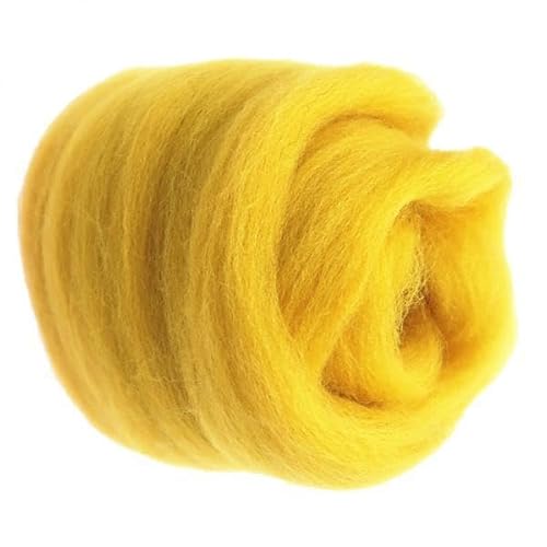 F Fityle 2x10g Handgemachte Wolle Top Faser Roving für Nadel Filzen Materialien Dunkelgelb, Dunkelgelb, 2 Stk. von F Fityle