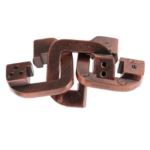 F Fityle 2xRing Lock Puzzle Klassisches Metall Denksport IQ Testspielzeug für Erwachsene Und Kinder, Bronze, 3 Stk. von F Fityle