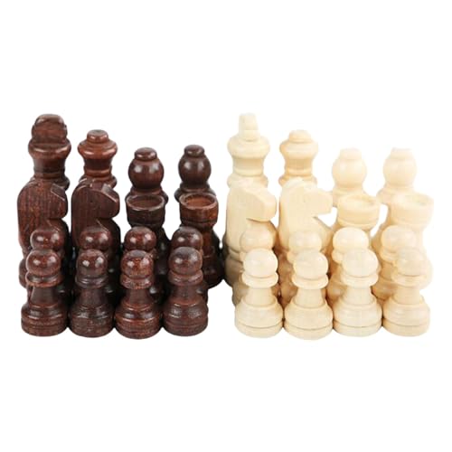 F Fityle 32-teiliges Schachspiel aus Holz, Figuren, Puzzleteile, Spiele, Schachbrett, Schachspiel, Bauern, Holzschachfiguren für Partys im Innen- und, 3 Zoll von F Fityle