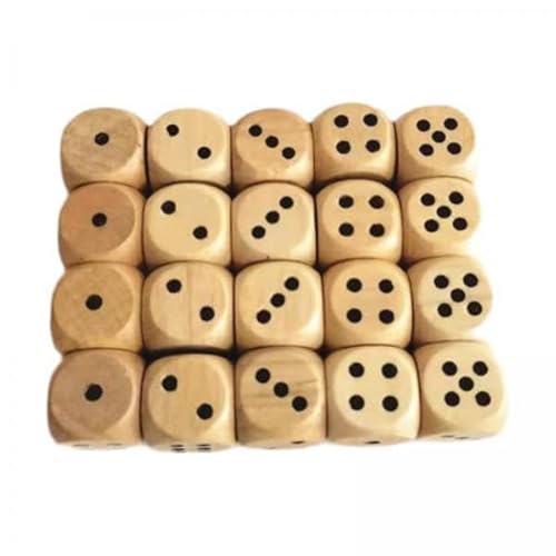 F Fityle 3X 20 Stück Sechsseitige Holzwürfel D6, 20 Mm Mini Würfel, Standard mit Den Zahlen 1–6 für Club Tischspiele, Rollenspiele, Partyspielzeug, Bar von F Fityle