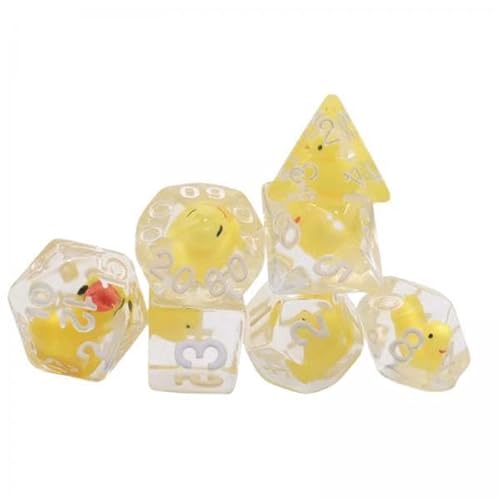 F Fityle 3X 7 Teiliges Acrylwürfel Set, Spielwürfel, Gefüllt mit Enten Tier Polyeder Würfel Set, Mehrseitige Würfel, für Bar KTV Brettspiel Tischspiele von F Fityle