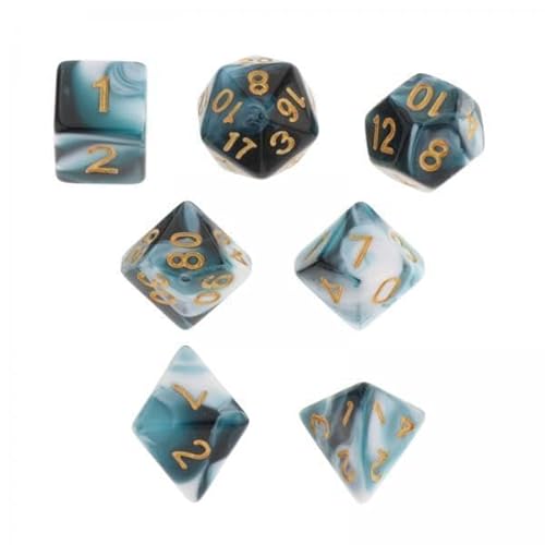 F Fityle 3X 7Pcs Painted Polyhedral Acryl Casino Zubehör Familienspiele D8 D10 D12 D20 Rollenspielwürfel für RPG, Dunkelblau Weiß von F Fityle