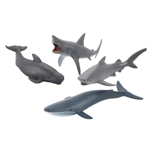 F Fityle 4 Stück Meerestierfiguren, Spielzeug, kognitives Spielzeug, Lernspielzeug, lebensechte Hai- und Walfigur, Bildung für Jungen und Mädchen, F Fityle 4 Stück Meerestierfiguren, Spielzeug, kognitives Spielzeug, Lernspielzeug, lebensechte Hai- und Walfigur, Bildung für Jungen und Mädchen, von F Fityle