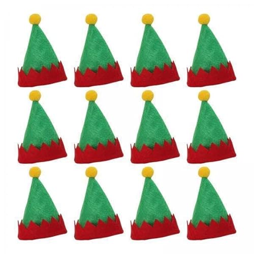 F Fityle 4X 12 Stück Weihnachtsmütze, Weihnachtsmann, Weihnachtsmütze, Mütze, Kopfbedeckung, Kostüm, Weiches Dekor, Mini Kappen, Hüte, Weihnachtsmütze für Bühn von F Fityle