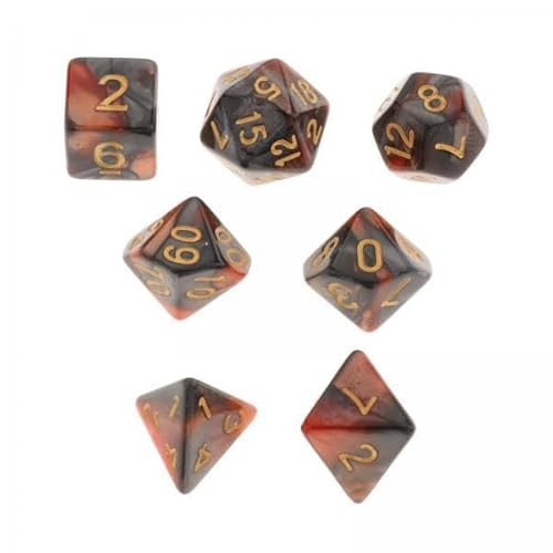 F Fityle 4X 7Pcs Painted Polyhedral Acryl Casino Zubehör Familienspiele D8 D10 D12 D20 Rollenspielwürfel für RPG, Schwarz von F Fityle