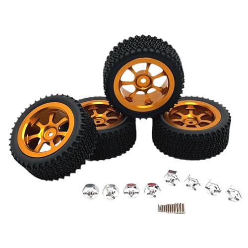 F Fityle 4X RC-Räder und -Reifen, Ersatzreifen für RC-Crawler-Autos, RC-Reifen mit Felge für Wltoys 1/14 RC-Automodell, LKWs, Gold von F Fityle