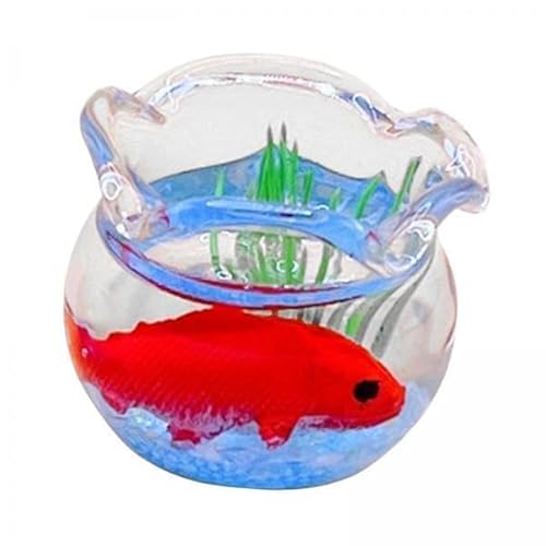 F Fityle 5 X 1:12 Puppenhaus Aquarium mit Fisch, Mini Simulationsfisch, Realistisches Miniatur Aquarium, Spielzeug, Ornamente, Dekoration, Zubehör, DIY von F Fityle