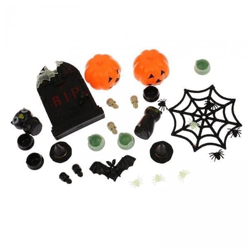 F Fityle 5X 30 Stück Halloween Dekorationen, Halloween Party Dekoration, Miniatur Zubehör, Halloween Miniatur Szenen Set Im Maßstab 1:12 von F Fityle