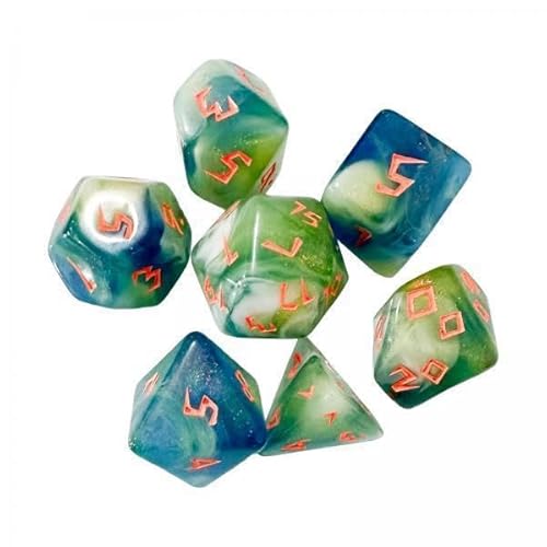 F Fityle 5X 7 Stück Polyedrische Würfel, Tisch Gaming Würfel, Handgefertigt, D4, D6, D8, D10, D12, D20, Mehrseitige Würfel für Rollenspiele, Familientreffen, von F Fityle