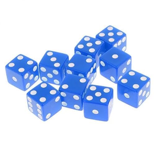 F Fityle 5x10 Stück D6 Würfel Spiele für Dungeons Und Dragons RPG Gaming 16mm Blau, Blau, 10 Stk. von F Fityle