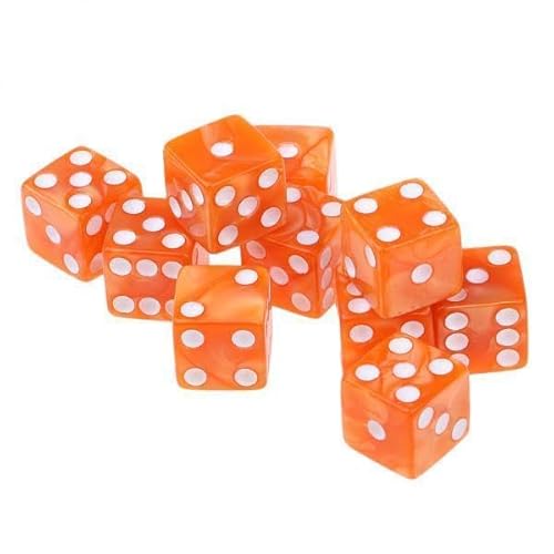 F Fityle 5x10 Stück Sechsseitige D6 Würfel Quadrat Gepunktete für Dungeons Und Dragons Spielzeug Orange, wie beschrieben, 6 STK. von F Fityle