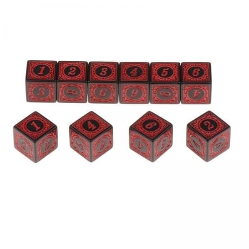 F Fityle 5x10xMulti Seitige Acryl Würfel für Tisch Bord Rolle Spielen Spiel Rot, 10 Stk. von F Fityle