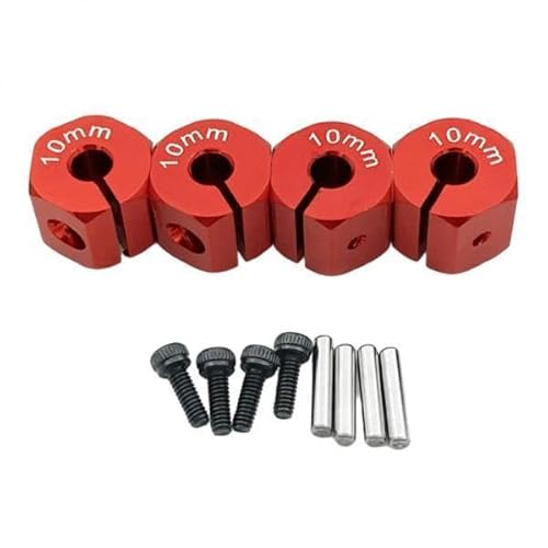 F Fityle 5x4x RC Hex Rad Stick Adapter für SCX10 CC01 1/10 RC Auto 10mm Rot, 6 Stk. von F Fityle