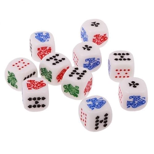 F Fityle 5xPack von 10 Stücke 16mm Sechs Seitige Würfel für Casino Karte Spiel Gefälligkeiten, Gemischte Farbe, 3 STK. von F Fityle