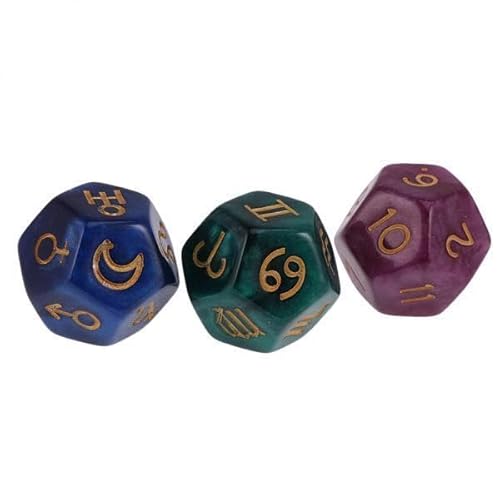 F Fityle 5xPack von 3 Stücke Perle 12 Seitige Astrologie Würfel für Konstellation Wahrsagen Spielzeug, L, 5 Stk. von F Fityle