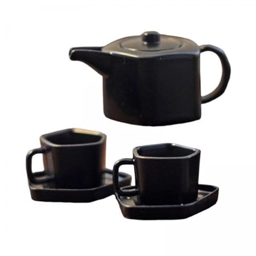 F Fityle 6X 1/12 Puppenhaus Teekannen Set, Möbeldekoration, Teller, Teetasse für Die Küche zu Hause von F Fityle