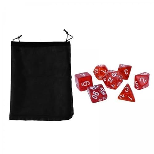 F Fityle 6X 7 Teiliges Polyedrisches Acrylwürfel Set D8 D4 D10 D12 D20 mit Aufbewahrungstasche Gravierte Spielwürfel für Tischspiele Lernaktivitäten KTV Campin von F Fityle