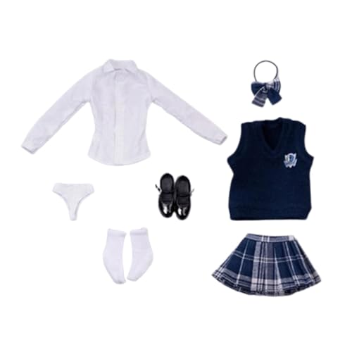 F Fityle 7-teiliges Puppenkleidungskostüm im Maßstab 1/6 für Frauen, Miniatur-Kleidung, Schulmädchen-Anzug für 12-Zoll-Anzieh-Actionfiguren, Zubehör, Marine von F Fityle