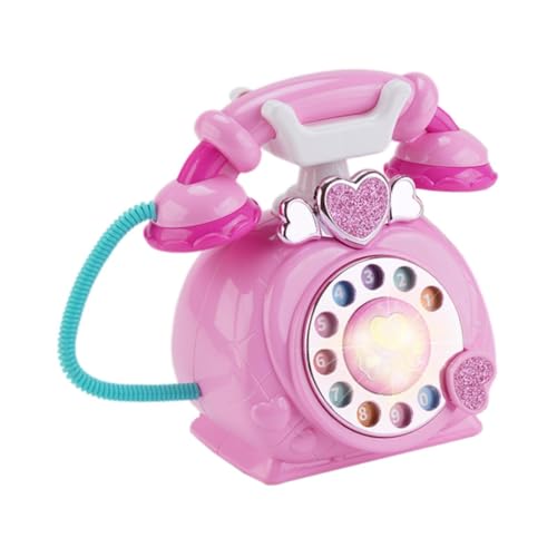 F Fityle Altmodisches Telefon, Simulationstelefon, Baby-Musikspielzeug, schnurgebundenes Retro-Festnetztelefon für Kinder, Baby-Geschenk, Rosa von F Fityle