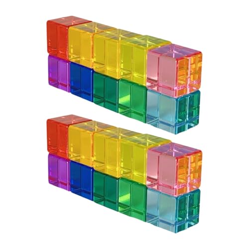 F Fityle Bausteine Set Regenbogen-Bausteine Acrylwürfel Glattes transparentes Stapelspielzeug Lernspielzeug für Jungen Mädchen Kindergeschenk, 20 Stück F Fityle Bausteine Set Regenbogen-Bausteine Acrylwürfel Glattes transparentes Stapelspielzeug Lernspielzeug für Jungen Mädchen Kindergeschenk, 20 Stück von F Fityle