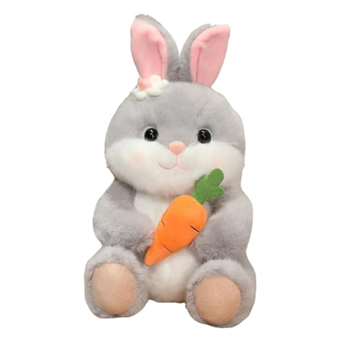 F Fityle Bunny Plüsch mit Karotten Kaninchenpuppe, schöner, weicher, Cartoon Bunny Stofftier für Party bevorzugt Raumdekoration Körbe Füllstoff, Grau von F Fityle