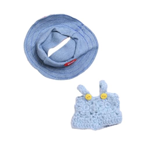 F Fityle Gefüllte Puppenkleidung, Outfits, Miniatur-Mode-DIY-Anzug, weiche Puppenkleidung, Kostüme für 6,69-Zoll-Puppen, Puppen-Enthusiasten, Geschenke, Blauer Kleiderhut von F Fityle