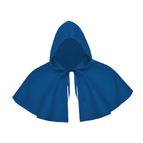 F Fityle Halloween Capes Cosplay Kurz Cape Mittelalter Cape mit Kapuze für Rollenspiele, Blau von F Fityle