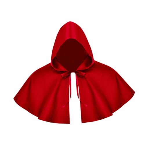 F Fityle Halloween Capes Cosplay Kurz Cape Mittelalter Cape mit Kapuze für Rollenspiele, Rot von F Fityle