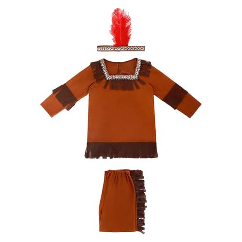 F Fityle Indisches Mädchenkostüm, indisches Kinderkleid, Thanksgiving-Outfit, Party, indische Kostüme, L Size for Boy von F Fityle