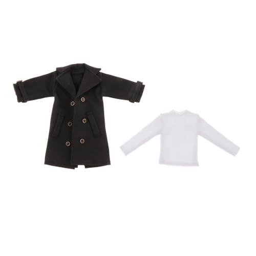 F Fityle Kleidung für männliche Figuren im Maßstab 1/12, Mantel, Kostümzubehör, Jacke, gekerbter Kragen, Cabanjacke mit langärmligem Basishemd, Schwarz F Fityle Kleidung für männliche Figuren im Maßstab 1/12, Mantel, Kostümzubehör, Jacke, gekerbter Kragen, Cabanjacke mit langärmligem Basishemd, Schwarz von F Fityle