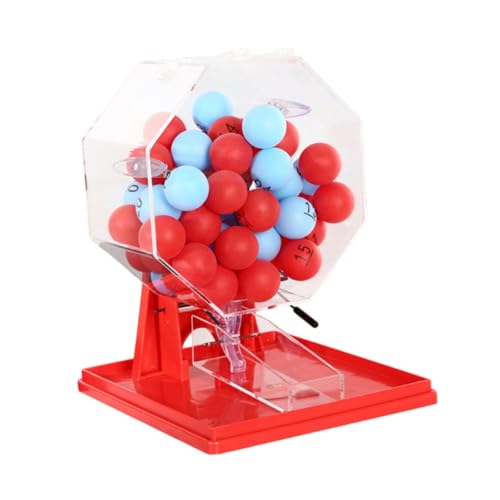 F Fityle Lotto -Ballmaschine, Game Cage und Balls Geschenknummer Picker Lottery Machine Bingo -Maschine für Party, Spielabend, Barbeque, Spieler, Rote Blaue Bälle von F Fityle