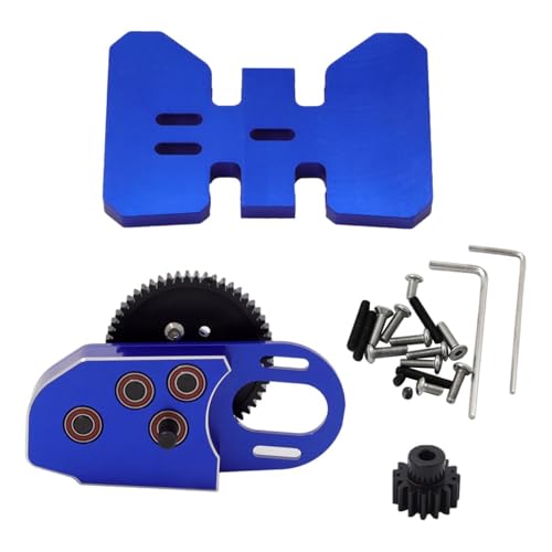 F Fityle Metall-RC-Getriebeersatz, 56T-Stirnrad und 15T-Ritzel, 2 niedrige Getriebe, mittleres Getriebe für 1/10 RC-Crawler-Auto-Hobby, Blau von F Fityle