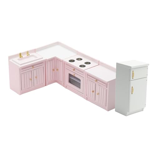 F Fityle Puppenhausmöbel-Set aus Holz, 1/12, Küchenschrank-Set, frei kombinierbar, Dekor, Puppenhaus-Dekoration, Zubehör für Kinder, Geschenk, Rosa F Fityle Puppenhausmöbel-Set aus Holz, 1/12, Küchenschrank-Set, frei kombinierbar, Dekor, Puppenhaus-Dekoration, Zubehör für Kinder, Geschenk, Rosa von F Fityle