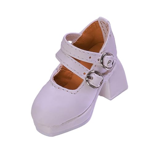 F Fityle Puppenschuhe für Frauen im Maßstab 1/4, stylisch, quadratische, Puppenzubehör, kreativ, Robustes Retro-Puppenkleid, Mini-Modell, Weiß von F Fityle