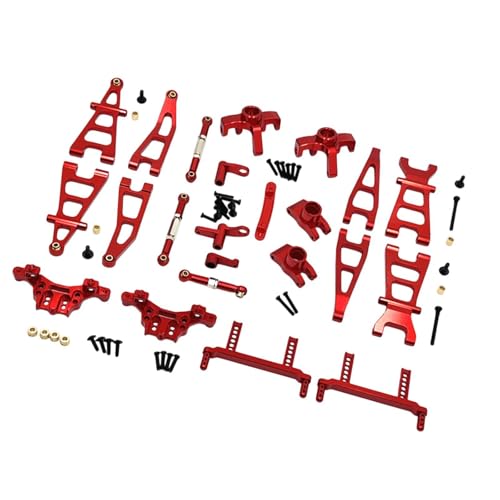 F Fityle RC Vorderer und hinterer Arm Stoßdämpfer Halterung Ersatz Lenkbecher Teile Set Metall Lenkstange für 1/16 G169 Zubehör DIY Fahrzeug, Rot von F Fityle