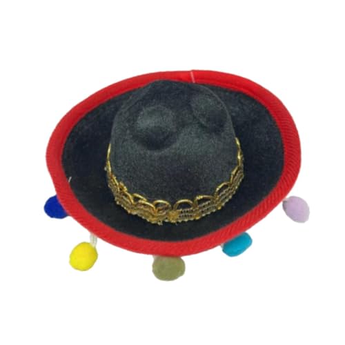 F Fityle Sombrero-Hut, Party, Kostüm, kreatives Partyzubehör, praktischer Mini-Hut, Stirnband, Mini-Sombrero-Zylinder für Erwachsene, Festival, Bunte Bälle, Beiger Hut von F Fityle