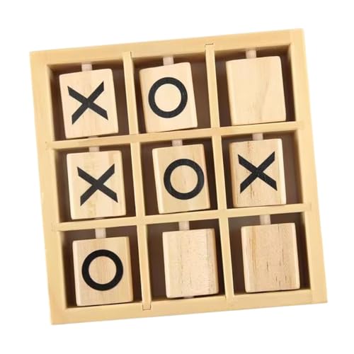 F Fityle Tic Tac Toe-Spiel aus Holz, Eltern-Kind-Interaktionsspiel, Familienspiele, Partygeschenk für draußen und drinnen, Erwachsene, Partygeschenke für, 14.2 cm x 14.2 cm x 3.5 cm von F Fityle