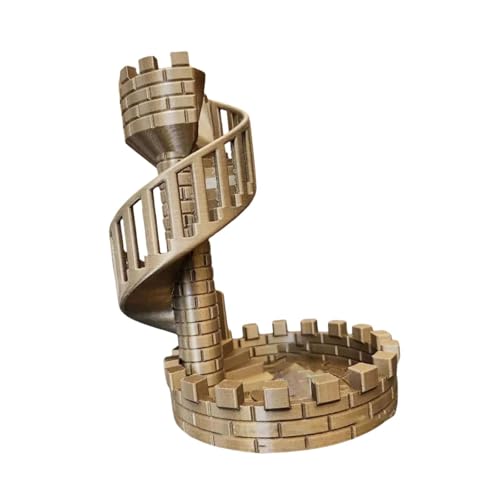 F Fityle Würfelturm Würfel Rollturm mit Tablett Zubehör Tisch Ornament Brettspiele Turm Burg Retro Rollenspiel für RPG, Braun von F Fityle