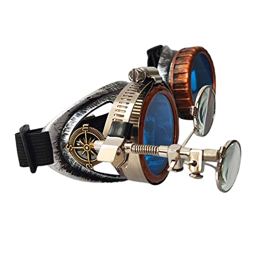 Funky Steampunk Brille Foto Prop Farbige Linsen Punk Eyewear Kostüm Gothic Mode Unisex Brille für Cosplay Kostüm Halloween, Blau von F Fityle