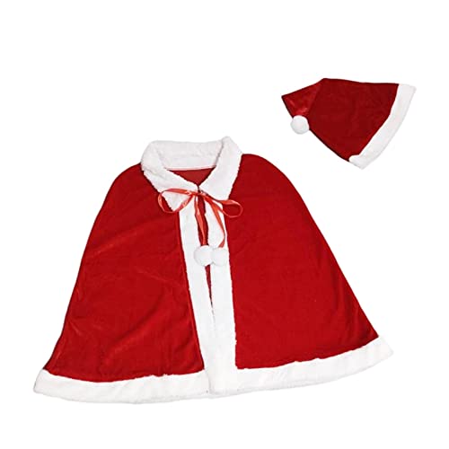 Roter Samt-Umhang, Damen-Mädchen-Outfit, Weihnachtsmann-Umhang, Kostüm, Weihnachtsumhang, für Festival, Karneval, Halloween, Kostüm, Mit Hut von F Fityle