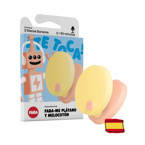 FABA Faba-Klangscheiben • Me Banane und Pfirsich – personalisierbar, Nachbildung mit Geschichten und Faba+, Lernspielzeug für Kinder, spanische Version FABA Faba-Klangscheiben • Me Banane und Pfirsich – personalisierbar, Nachbildung mit Geschichten und Faba+, Lernspielzeug für Kinder, spanische Version von FABA