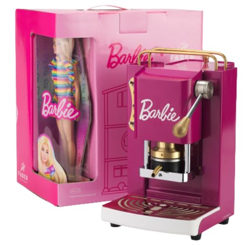 FABER COFFEE MACHINES Pro Mini Deluxe | Barbie Edition | Kaffeemaschine für 44 mm ESE-Pads | Padpresse aus Messing | mit Puppe von FABER COFFEE MACHINES