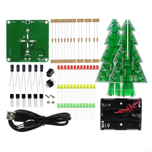 Lernen Sie Elektronik mit einem 3D-Weihnachtsbaum-Lötset, mit 36 bunten LEDs und benutzerfreundlicher Montage für Anfänger (3 Farben) von FACAIIO