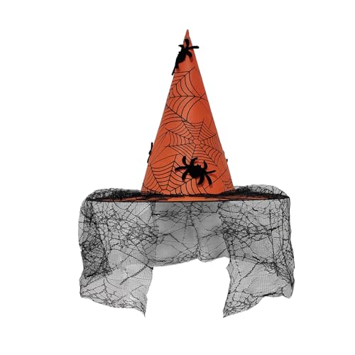 FACAILUO Halloween Hexenhut mit Fransen Spitze Party Zauberer Hut Unisex Spitzer Hexenhut Erwachsene Kinder Cosplay Kostüm Kopfbedeckung von FACAILUO