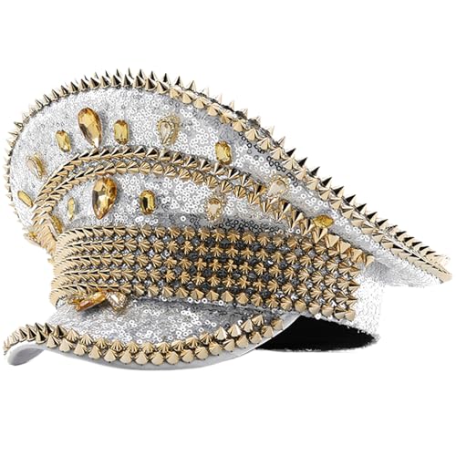 FACAILUO Jeweled Captain Hat Crystal Party Hut Matrosen Hut für Hochzeit Party Hut Vielseitig für Club Bühne von FACAILUO