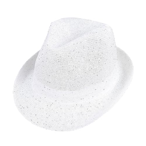 FACAILUO Karnevals-Hut mit Pailletten, Fedora-Hut für Erwachsene, Unisex, Maskerade, Karneval, Netzhut, Aufführungen, Hut mit aufgerollter Krempe von FACAILUO